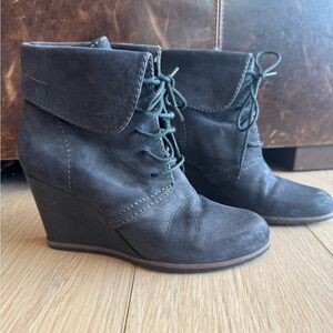 Tesori Dark Gray Wedge Ankle Boots